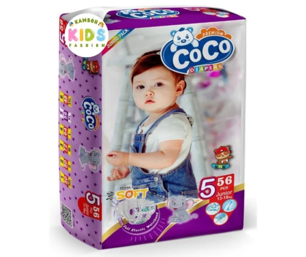 Coco Baby Diapers Size 5 Extra Large (XL) Jumbo Pack (56 Pcs)