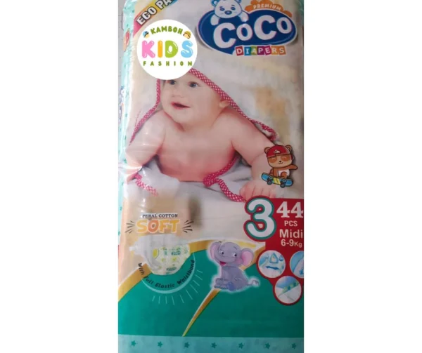 Coco Baby Diapers Size 3 Medium (M) Economy Pack (44 Pcs)
