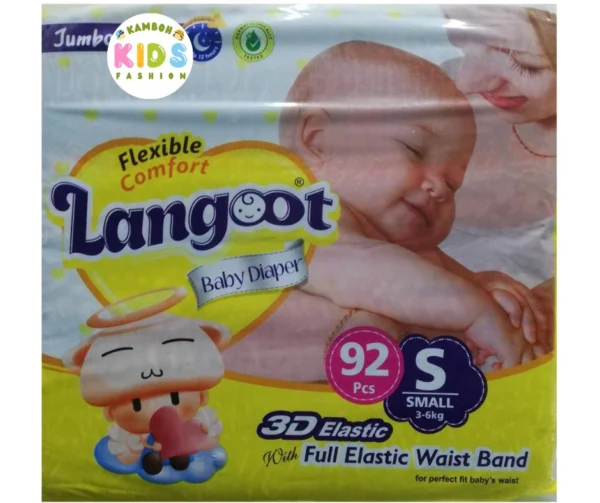 Langoot Babay Diapers Size 2 Small (S) Jumbo Pack (92 Pcs)