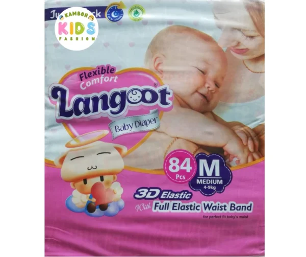 Langoot Babay Diapers Size 3 Medium (M) Jumbo Pack (84 Pcs)