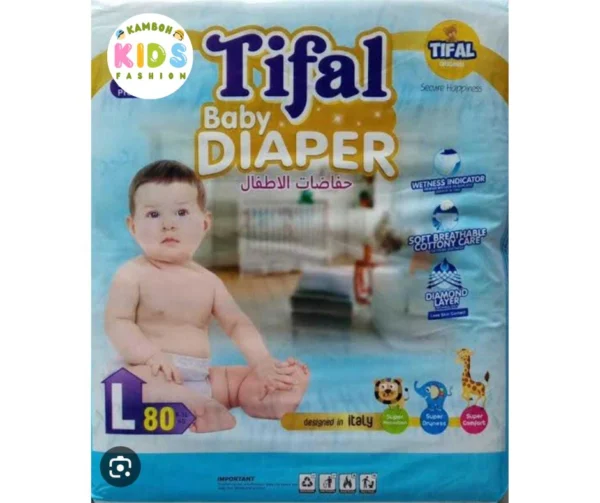 Tifal Baby Diapers Size 4 Large (L) Jumbo Pack (80 Pcs)